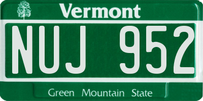 VT license plate NUJ952