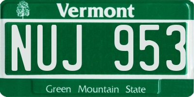 VT license plate NUJ953