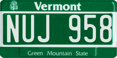 VT license plate NUJ958