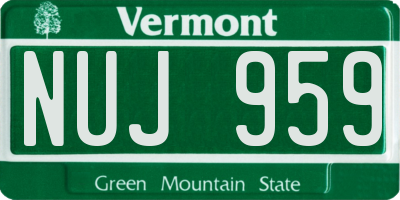 VT license plate NUJ959