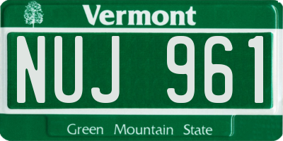 VT license plate NUJ961