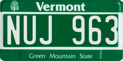 VT license plate NUJ963