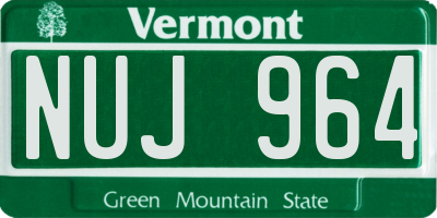 VT license plate NUJ964