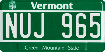 VT license plate NUJ965