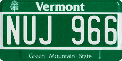 VT license plate NUJ966