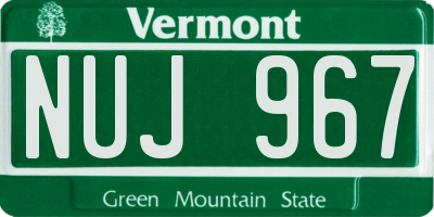VT license plate NUJ967