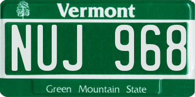 VT license plate NUJ968