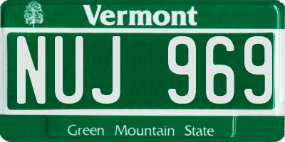VT license plate NUJ969