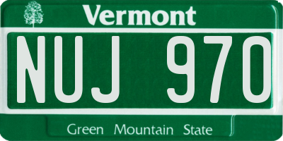 VT license plate NUJ970