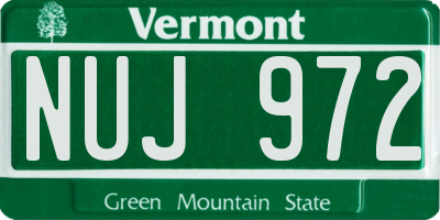 VT license plate NUJ972