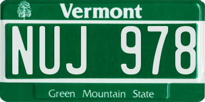 VT license plate NUJ978