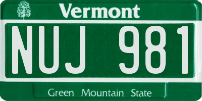 VT license plate NUJ981