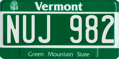 VT license plate NUJ982