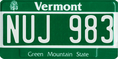 VT license plate NUJ983