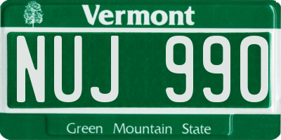 VT license plate NUJ990
