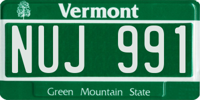 VT license plate NUJ991