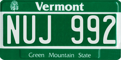 VT license plate NUJ992