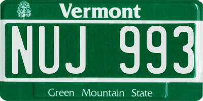 VT license plate NUJ993