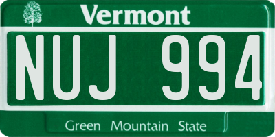 VT license plate NUJ994