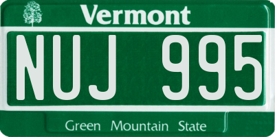 VT license plate NUJ995