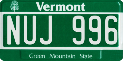 VT license plate NUJ996