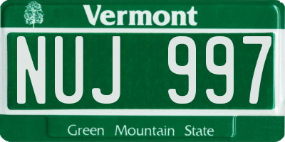 VT license plate NUJ997