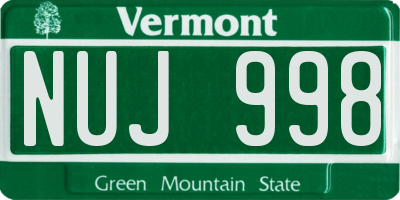 VT license plate NUJ998
