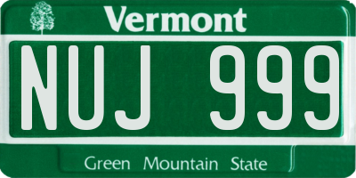 VT license plate NUJ999