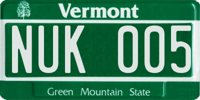 VT license plate NUK005
