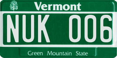 VT license plate NUK006