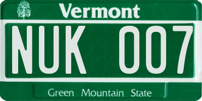 VT license plate NUK007