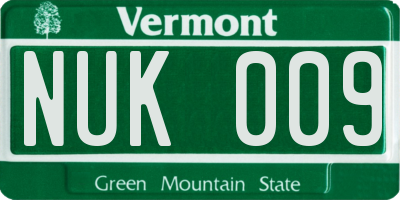 VT license plate NUK009