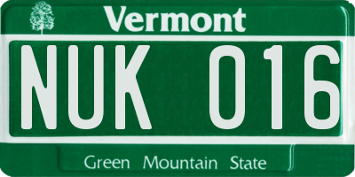 VT license plate NUK016