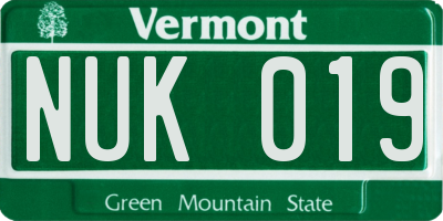 VT license plate NUK019