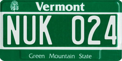 VT license plate NUK024