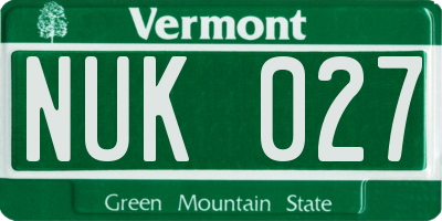VT license plate NUK027