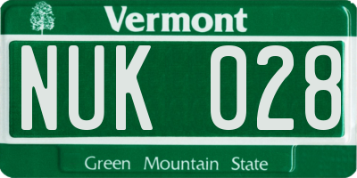 VT license plate NUK028