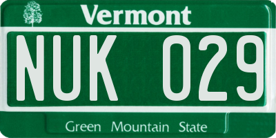 VT license plate NUK029