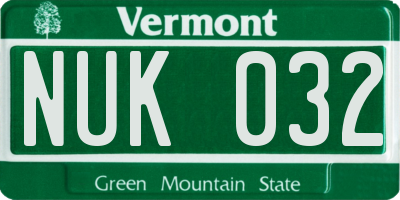 VT license plate NUK032