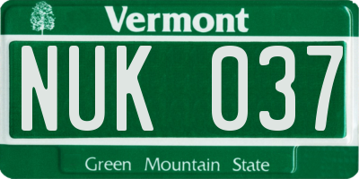 VT license plate NUK037