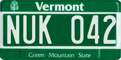 VT license plate NUK042