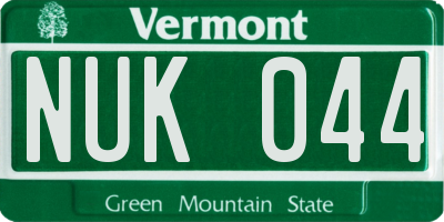 VT license plate NUK044