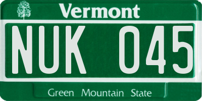 VT license plate NUK045
