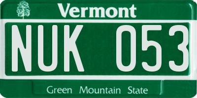 VT license plate NUK053