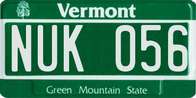 VT license plate NUK056