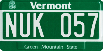 VT license plate NUK057