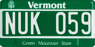 VT license plate NUK059