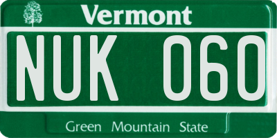 VT license plate NUK060