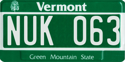 VT license plate NUK063