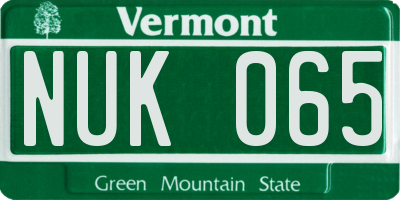 VT license plate NUK065